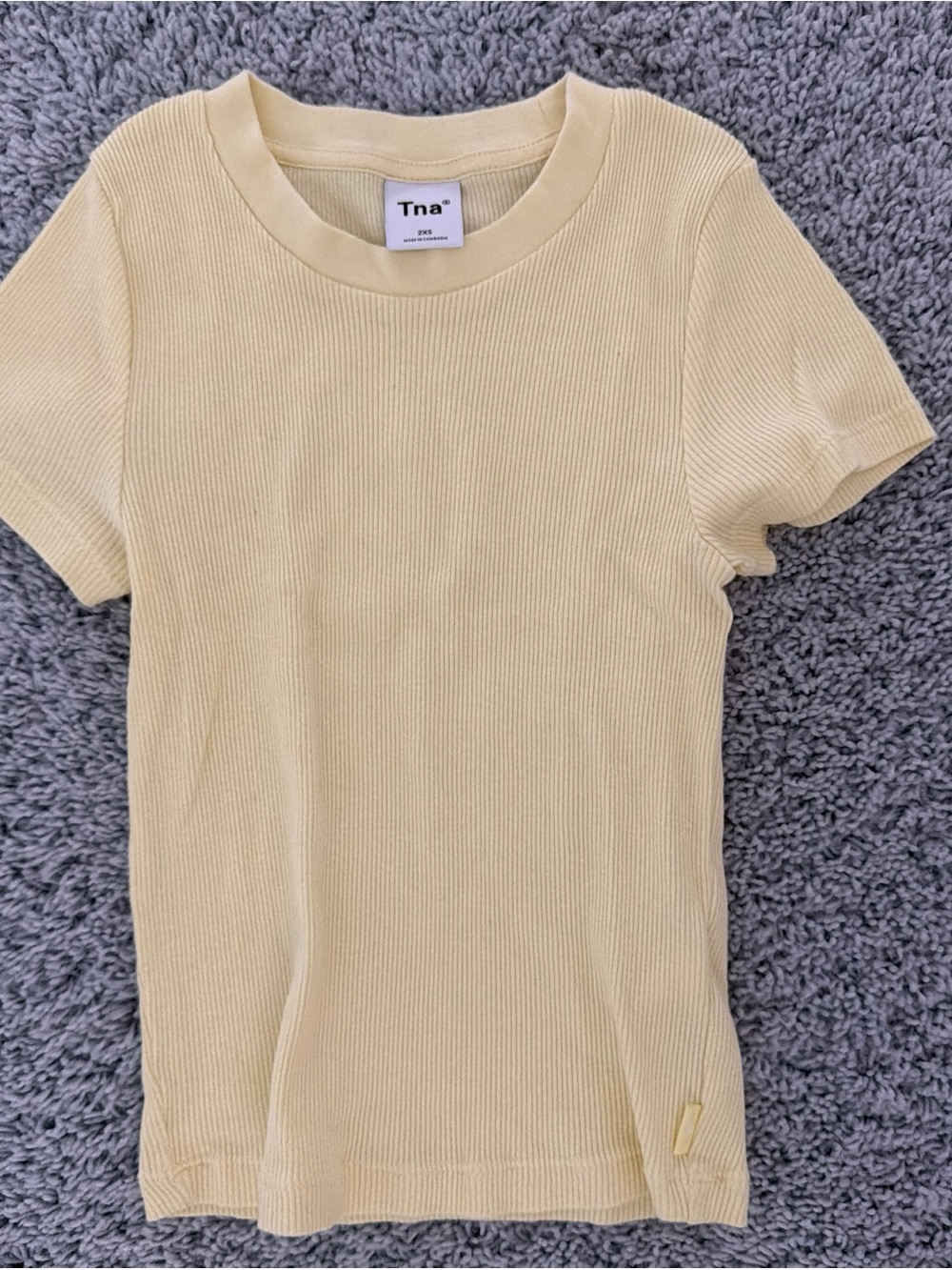 Tna Short Sleeve Ribbed Tee - Pale Yellow